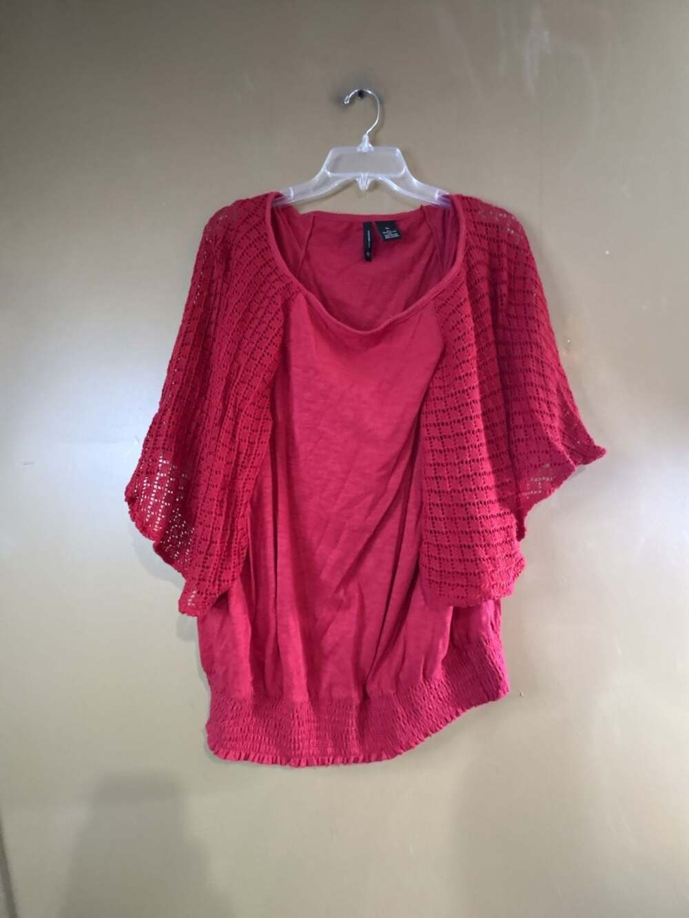 New Directions Women Red Lace Cardigan Top XL